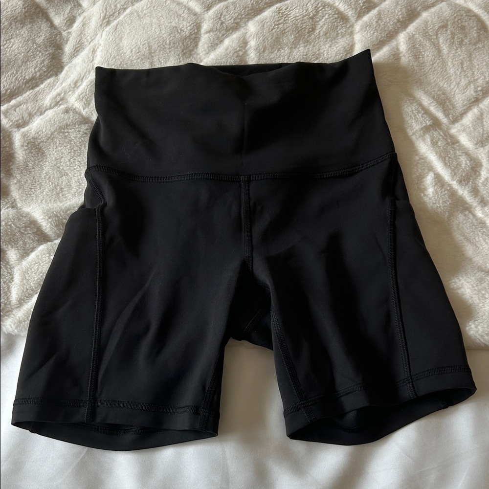 lululemon athletica Black Bike Shorts 6 inch with pockets